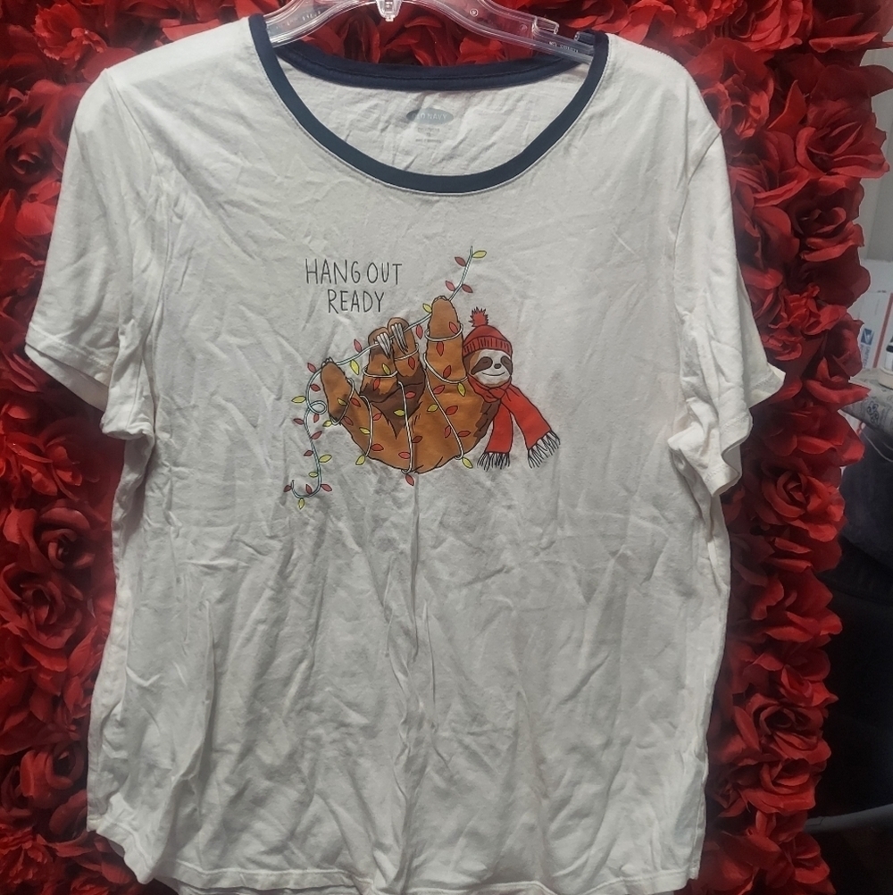 Old Navy Women's X-Large Sloth Pajama Shirt ( Hang out Ready)
